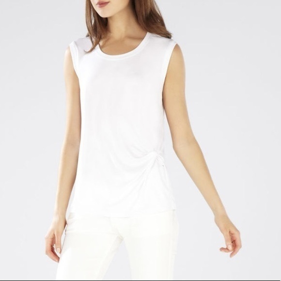BCBG Gesele Twist-Front Sleeveless White Top - Picture 7 of 7
